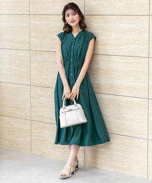 フロントボタンギャザー ワンピース