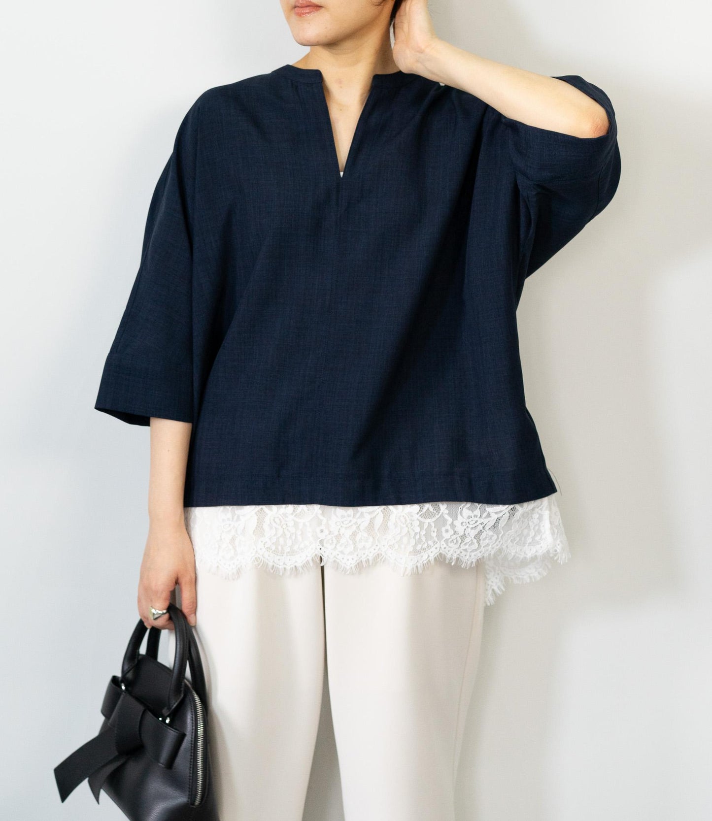 レースドッキングスキッパーブラウス