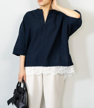 レースドッキングスキッパーブラウス