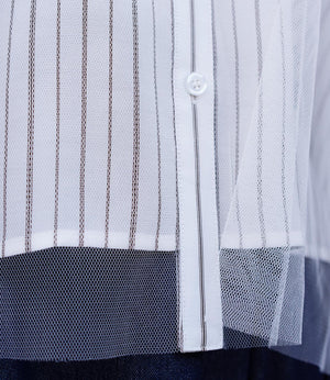 チュールレイヤードドレープブラウス