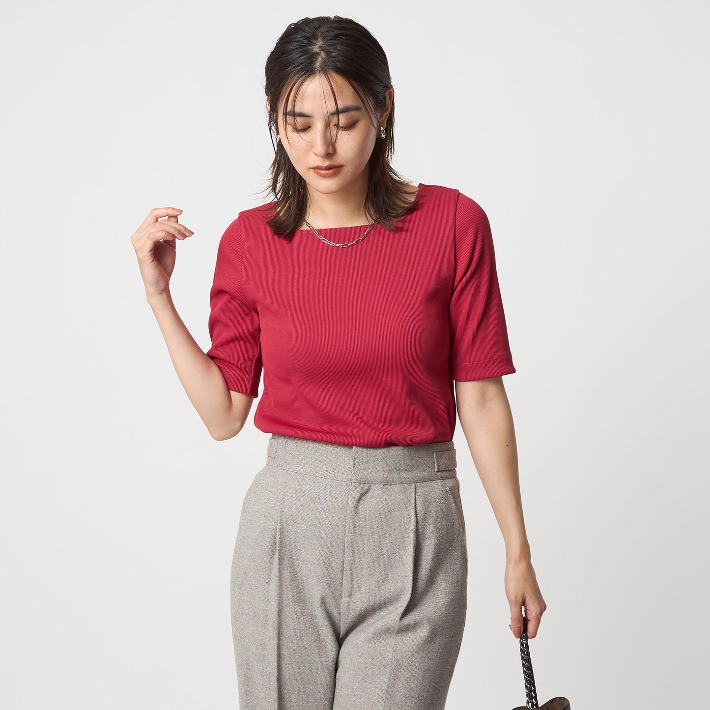 ニットライク スクエアネック カットソー