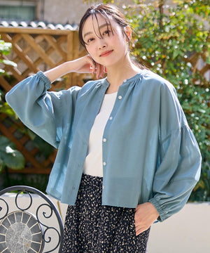 シアーテックリネンギャザーブラウス