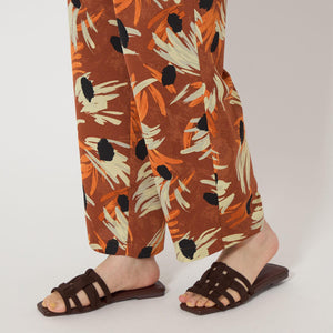 アート フラワー プリント パンツ