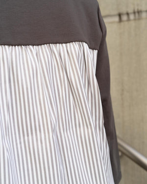 7分袖異素材切替カットソー