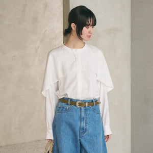 【WEB限定 Wardrobe DAILY MINIMAL】フリルレイヤーブラウス ウォッシャブル