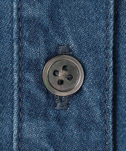 ライトダンガリー クロップド ボリュームスリーブ シャツ