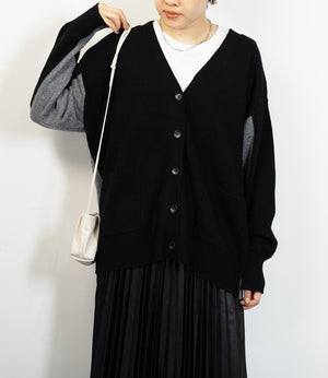 カシミアライクバイカラーカーディガン