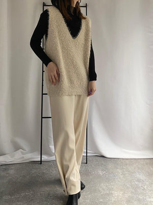 シャギーVネックニットベスト