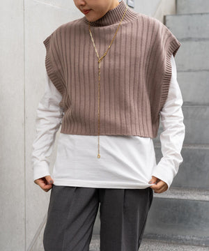 ワイドリブハイネックショートベスト