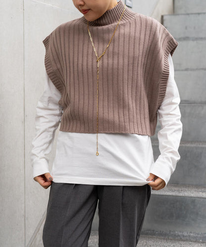 ワイドリブハイネックショートベスト