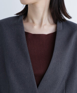 ウーステッドライクツイル SETUP ノーカラージャケット