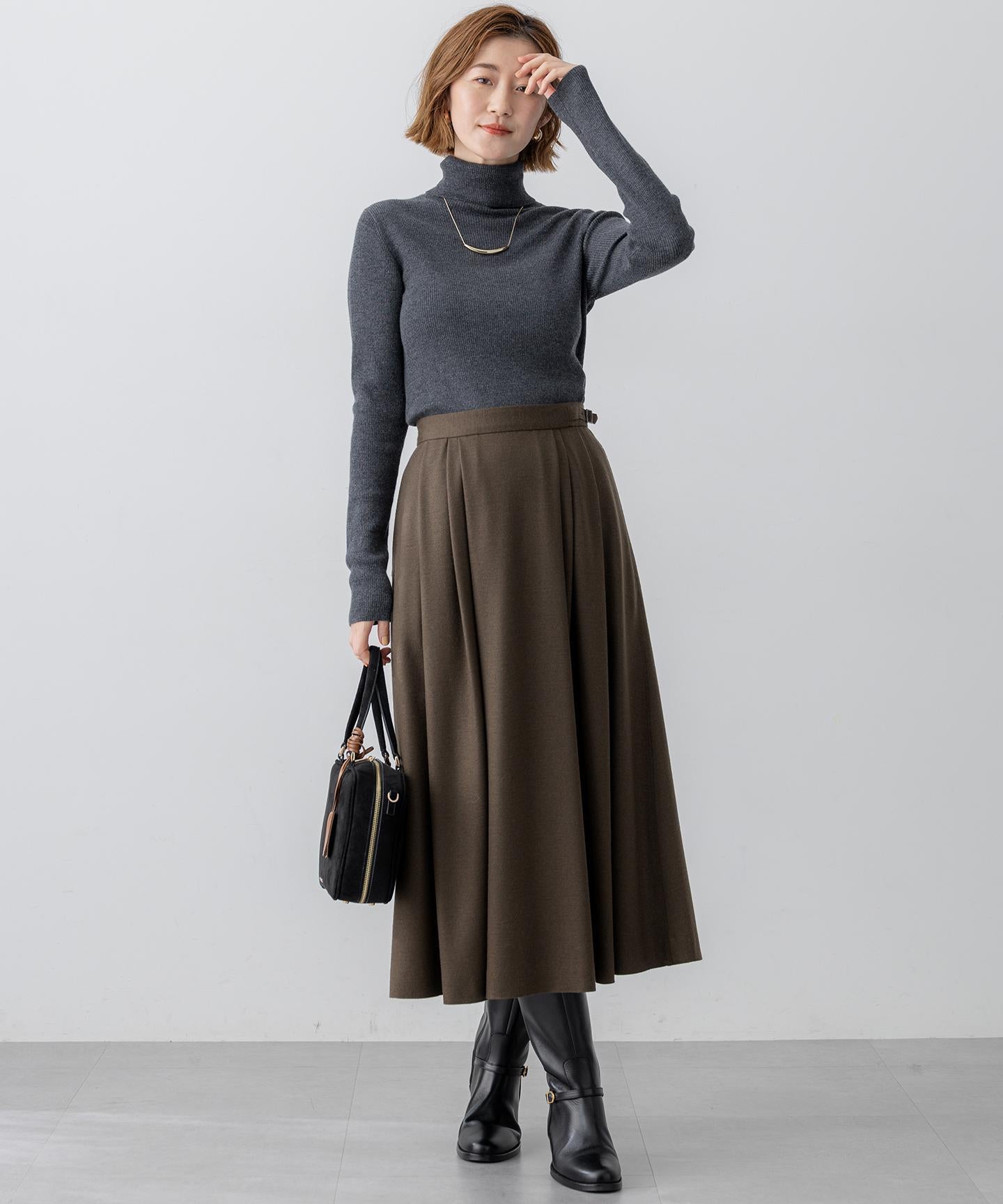 ウーステッドウール リブタートル ニット