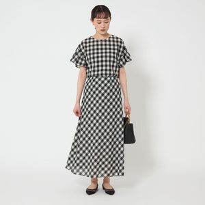 メッシュ ナロー フレア チェック スカート