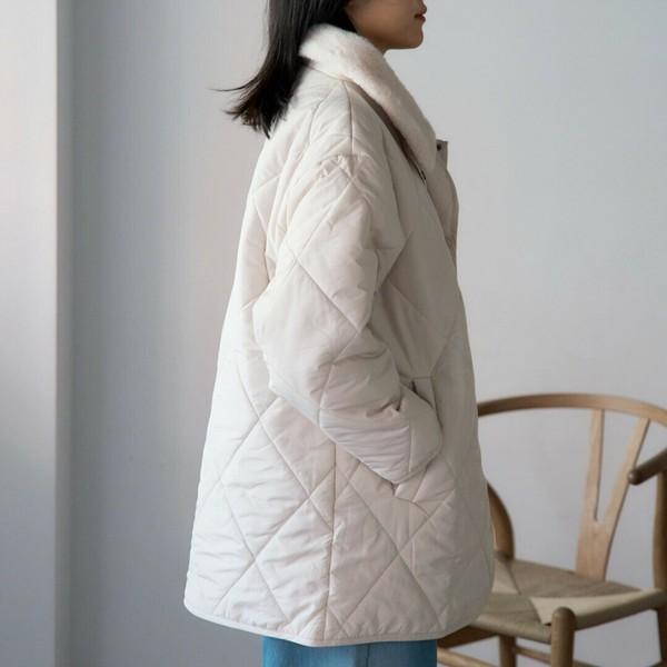 ファーカラーキルティング中綿アウター