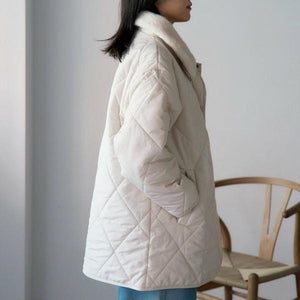 ファーカラーキルティング中綿アウター