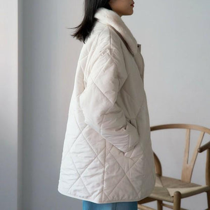 ファーカラーキルティング中綿アウター