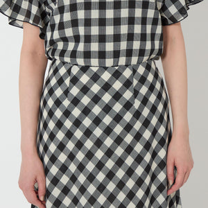 メッシュ ナロー フレア チェック スカート