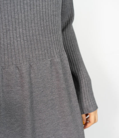 Vネックベストスリムワンピースアンサンブル