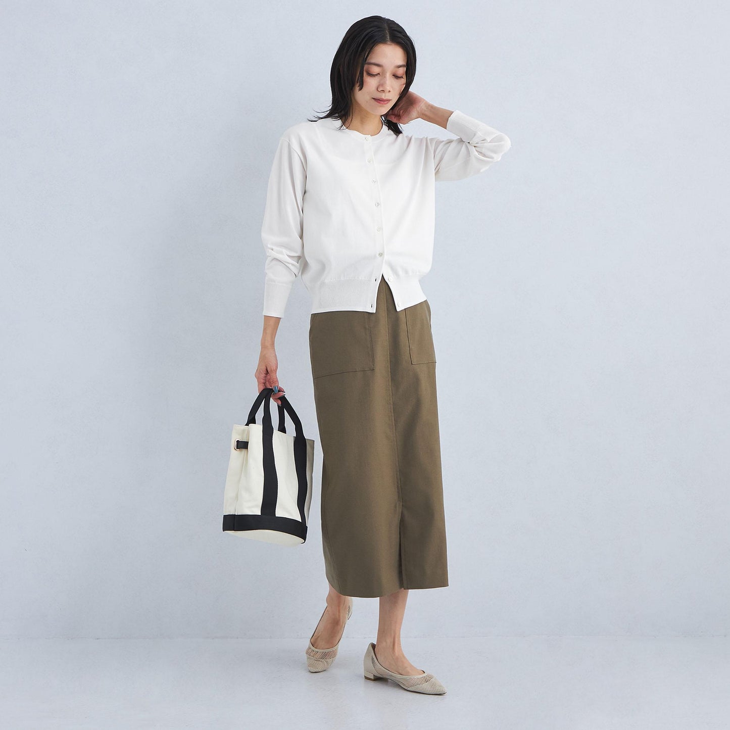 ドラキー クルーネック ニット カーディガン