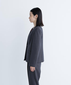 ウーステッドライクツイル SETUP ノーカラージャケット