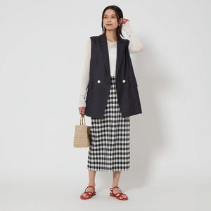 リネンライク ジレ -マシンウォッシャブル・ストレッチ-