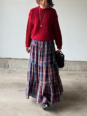 くすみタータンチェックティアードスカート