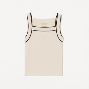 リブスクエアネック パイピングキャミソール - ウォッシャブル -