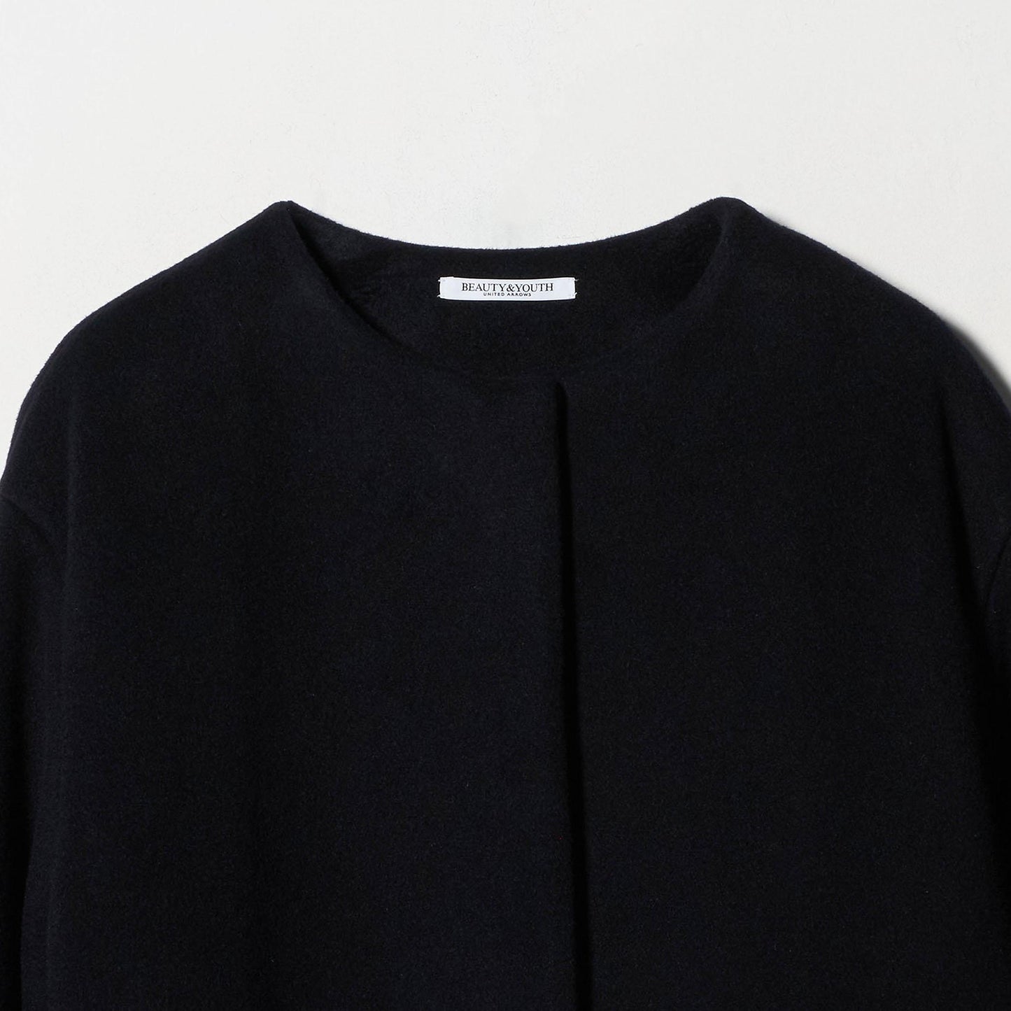 毛ナイロン ノーカラーコート