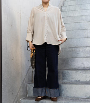 サーキュラーフレアスキッパーブラウス