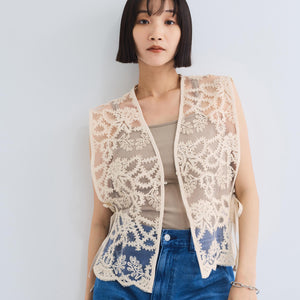 チュールシシュウスカラップベスト≪手洗い可能≫