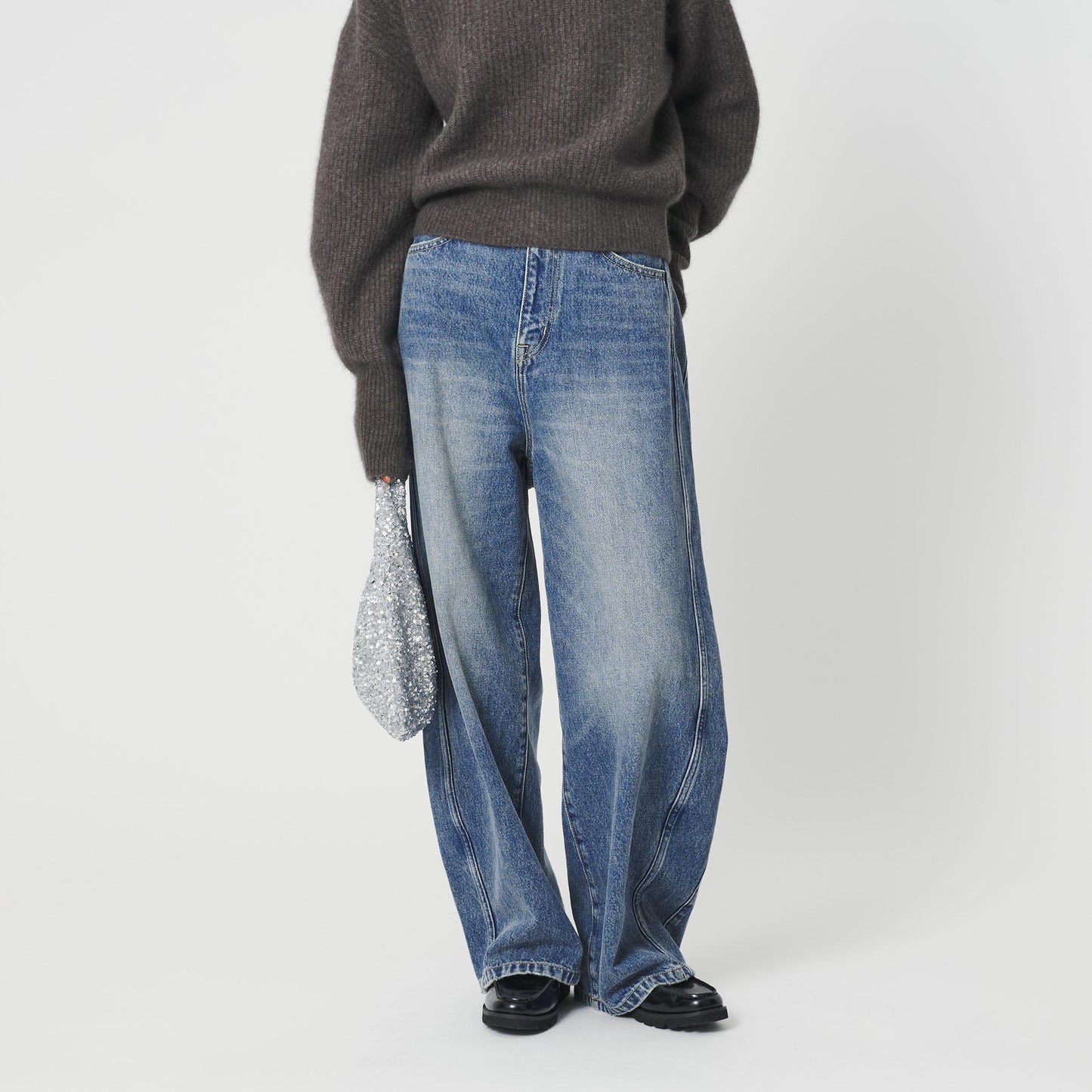 コットンデニム カーブパンツ