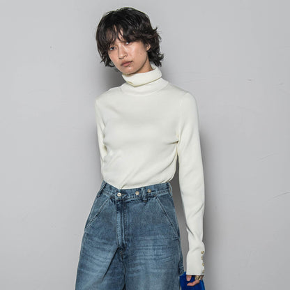 リブタートルニットプルオーバー≪手洗い可能≫