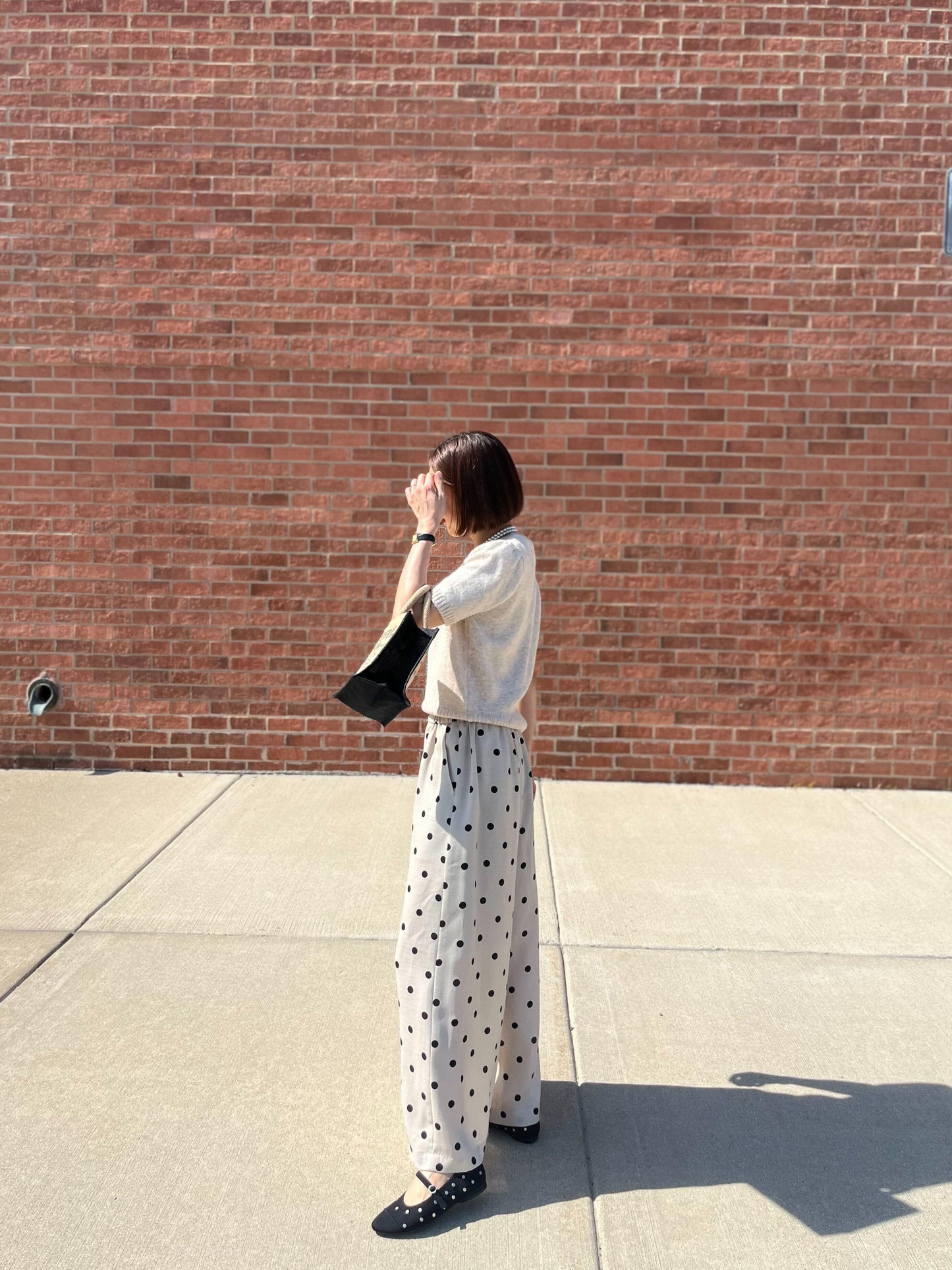 パフスリーブ半袖ニット