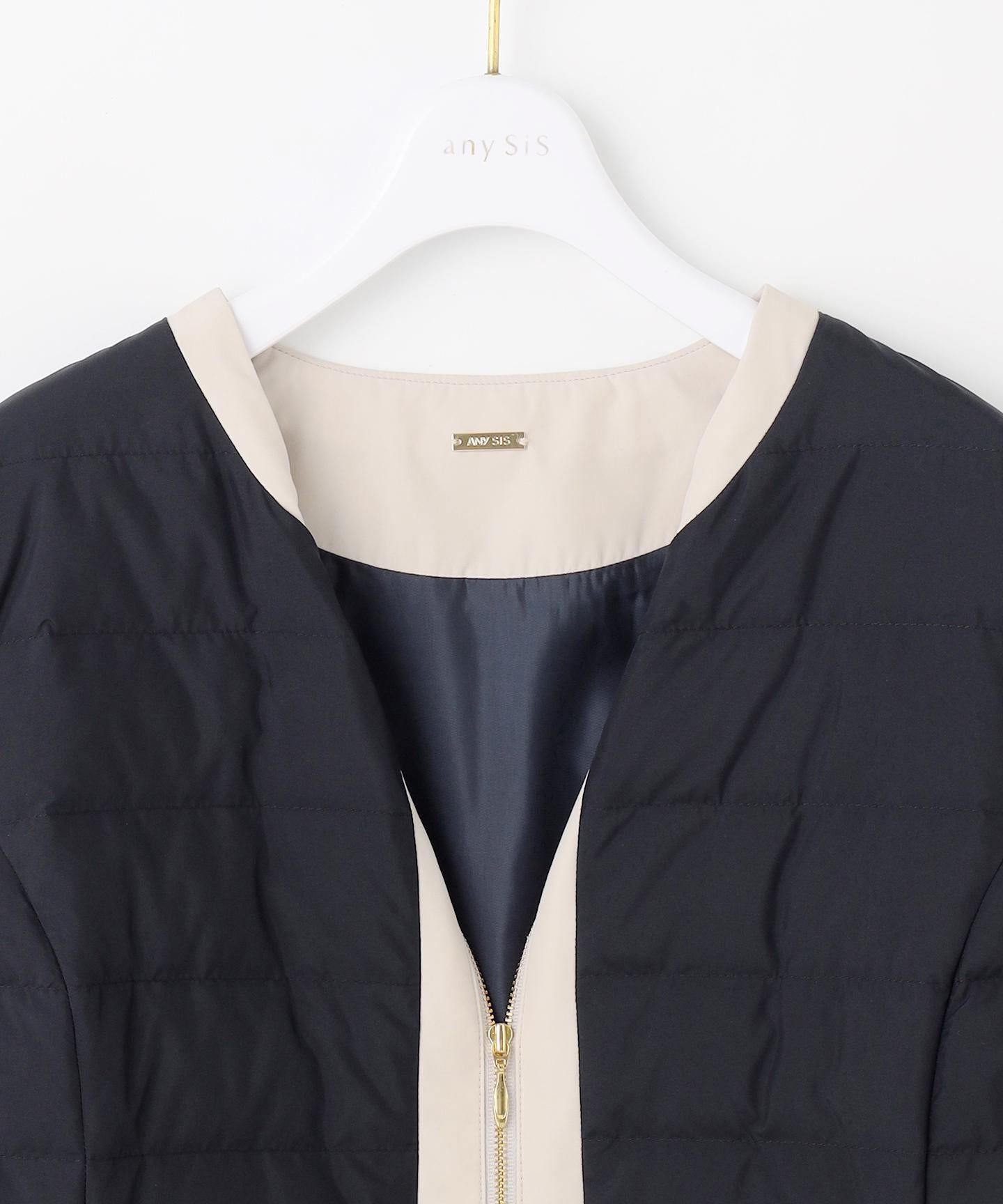 2WAYノーカラーダウン ジャケット