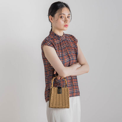 SELF PORTRAIT チェック柄クロッフトシャケット 【関税込】 ブラウス シャツ See-through check cropped shirt / シースルー