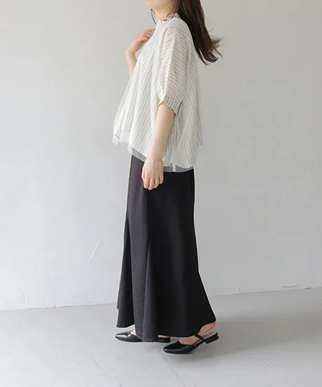 チュールレイヤードドレープブラウス