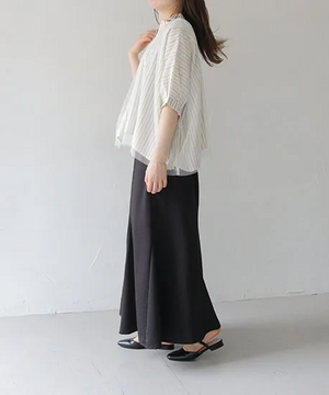 チュールレイヤードドレープブラウス