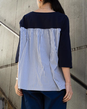 7分袖異素材切替カットソー