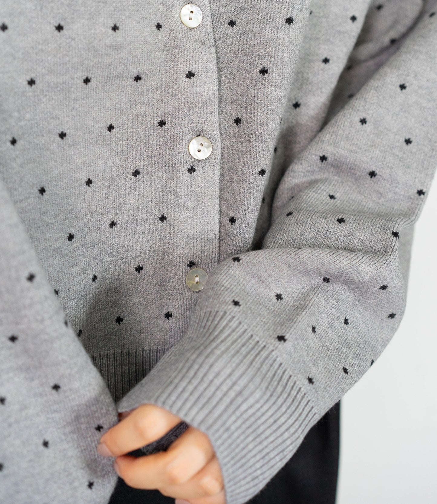 ドットニットブルゾンカーディガン