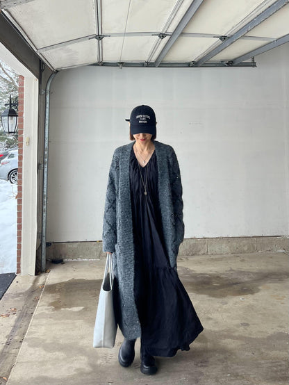 スパンコールニットロングカーディガン