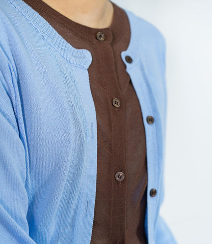 レイヤード風バイカラーカーディガン