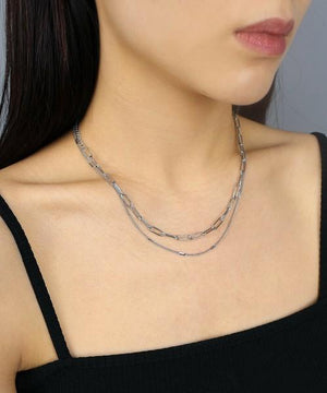 オーバルチェーンツインネックレス