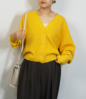 デザイン編みニットカーディガン