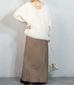 バックリボンVネックニット