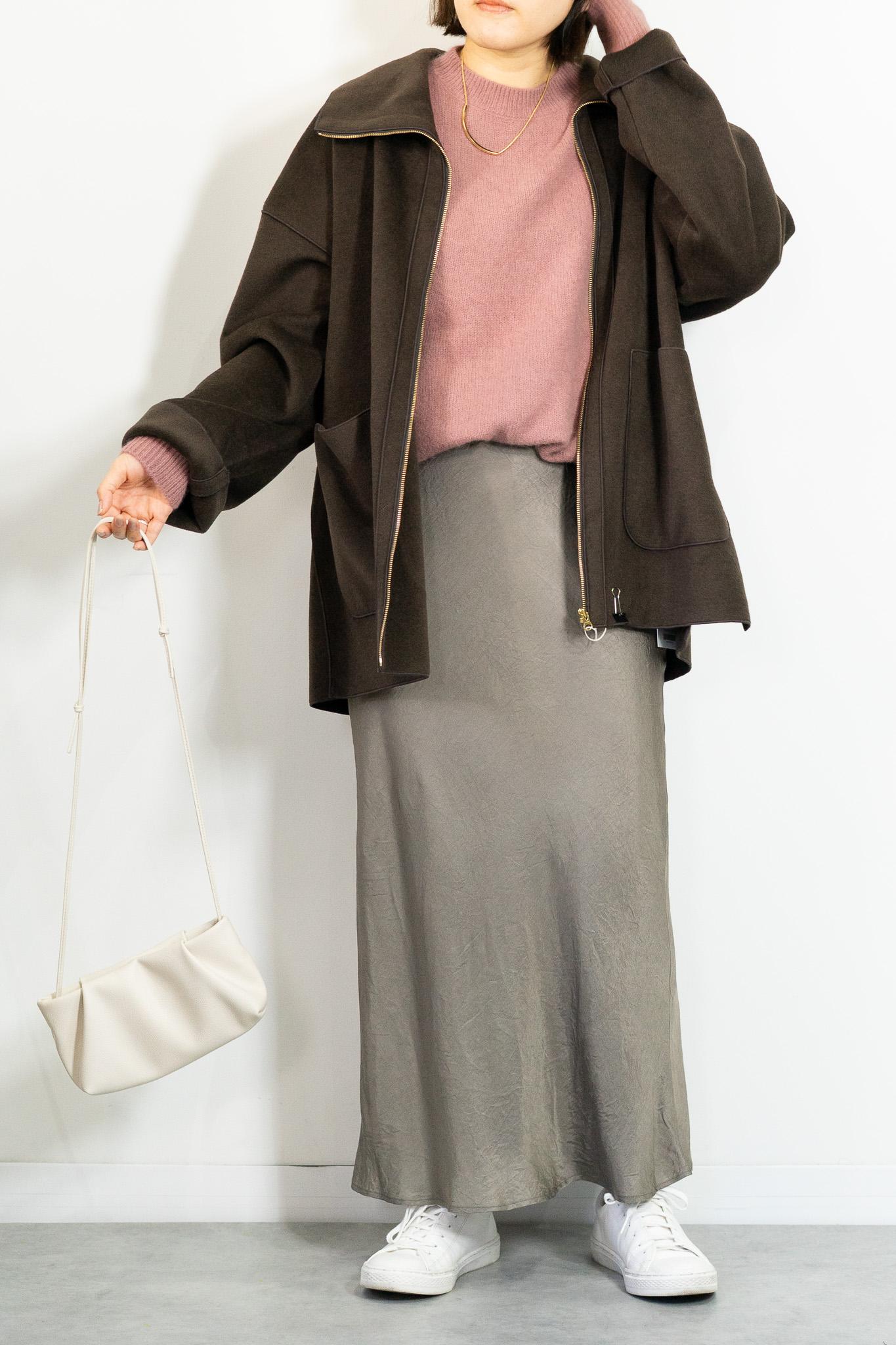 ニットパイルステンカラーコート