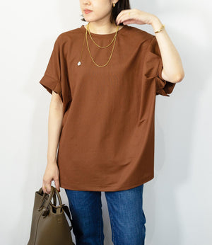 接触冷感袖タックカットソー