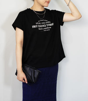 【接触冷感】レタリングフレンチスリーブTシャツ