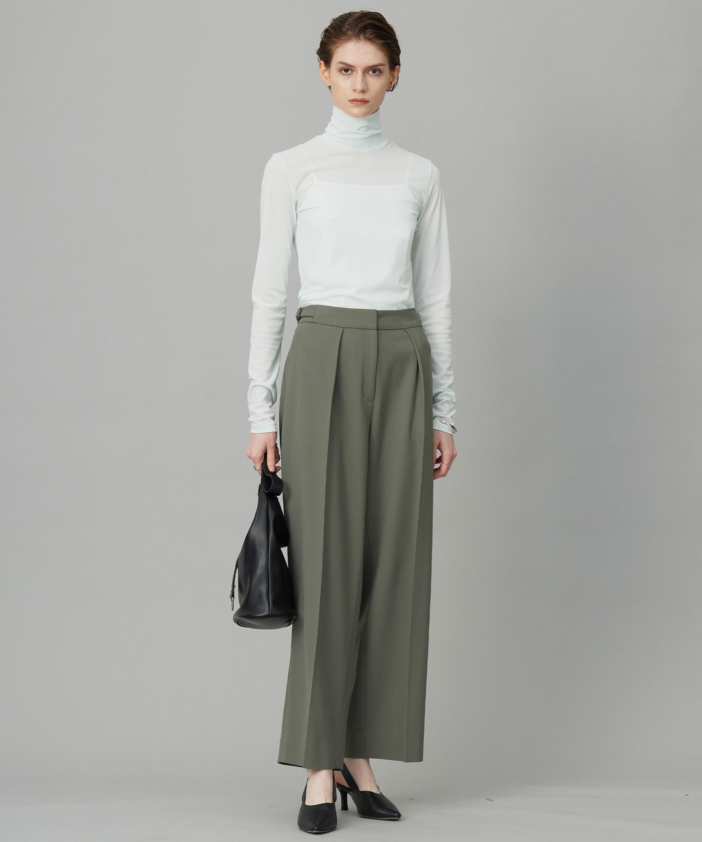 ウール2WAYストレッチ ワイドパンツ