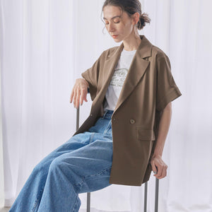 【WEB限定 Wardrobe DAILY MINIMAL】ハーフスリーブ ドルマンジャケット -ウォッシャブル-