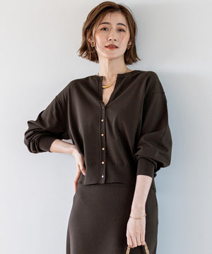 ヴィスコースストレッチ Vネック ニットカーディガン